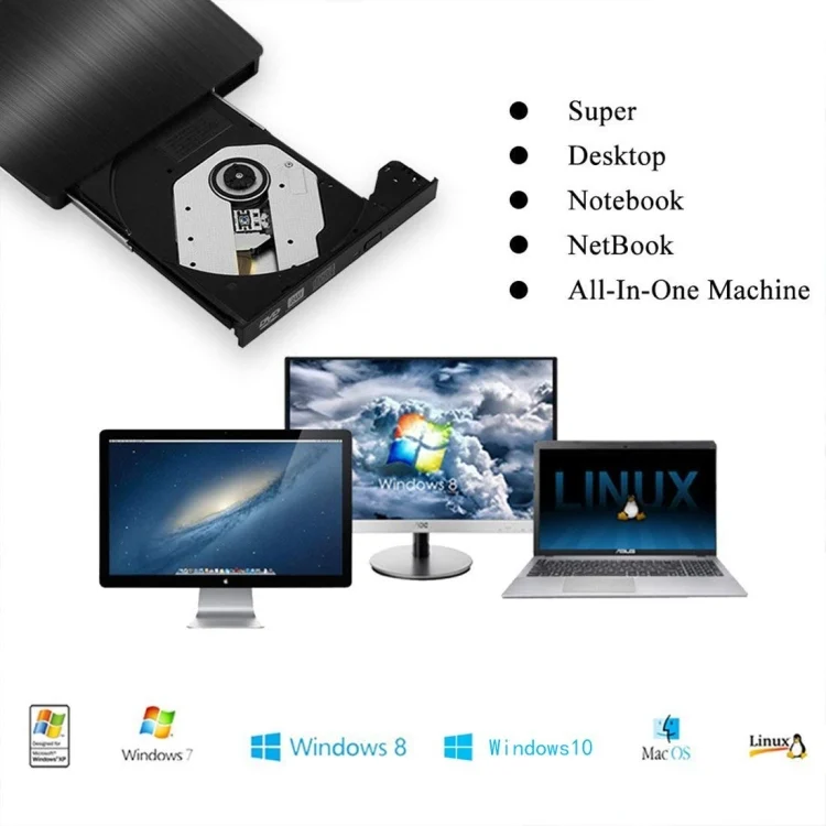 PC0336_8.webp Brushed Texture USB 3.0 POP-UP Mobile External DVD-Rw DVD / CD Rewritable Drive External ODD & HDD Device - Image 9