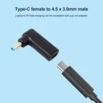 USB-C / Type-C Female to 4.5 x 3.0mm Male Plug Elbow Adapter Connector - Image 2