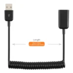 1m USB-A Male to USB-A Female Spring Coiled Cable - Image 3