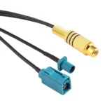 15cm RCA Female to  FAKRA Male + FAKRA Z Type Female RG174 Cable with Spring - Image 4