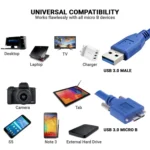 USB 3.0 Micro-B Male to USB 3.0 Male Cable, Length: 60cm - Image 5