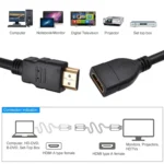 30cm High Speed HDMI 19 Pin Male to HDMI 19 Pin Female Adapter Cable - Image 4