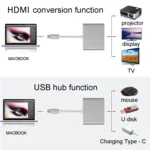 USB-C / Type-C 3.1 Male to USB-C / Type-C 3.1 Female & HDMI Female & USB 3.0 Female Adapter - Image 8