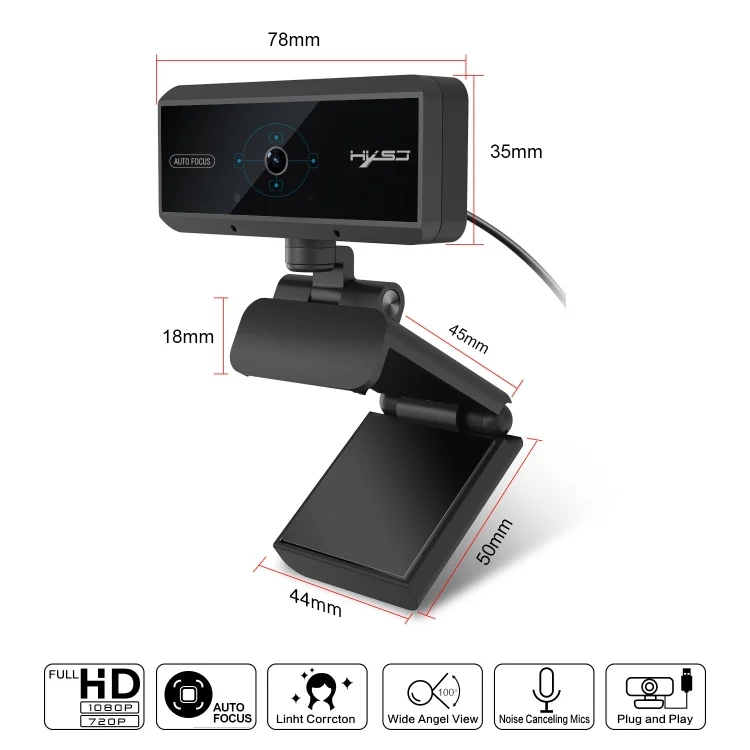 PC0861B_2.webp HXSJ S3 500W 1080P Adjustable 180 Degree HD Automatic Focus PC Camera with Microphone - Image 3