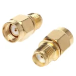 Straight Gold Plated RP-SMA Male to SMA Female Adapter - Image 2