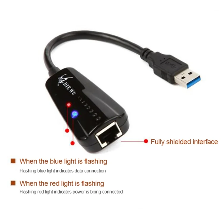 PC0956_2.webp DIE WU TXA042 Realtek 8153 USB 3.0 to Gigabit Ethernet RJ45 LAN 10/100/1000Mbps Network Card Adapter - Image 3