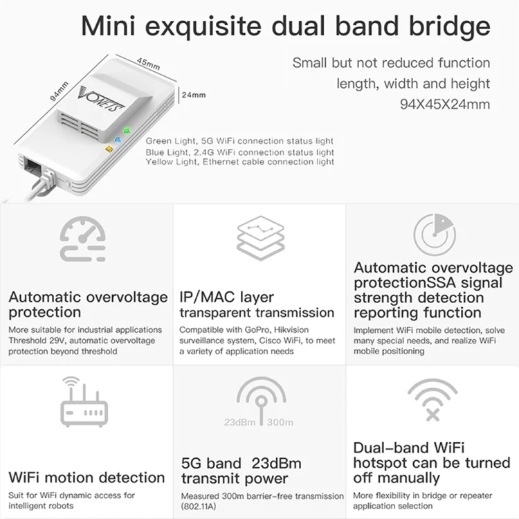 PC1014_10.webp VONETS VAP11AC 5G / 2.4G Mini Wireless Bridge with Fan Version 300Mbps + 900Mbps WiFi Repeater, Support Video Surveillance & Control(White) - Image 11