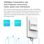 VONETS VAP11AC 5G / 2.4G Mini Wireless Bridge with Fan Version 300Mbps + 900Mbps WiFi Repeater, Support Video Surveillance & Control(White) - Image 3