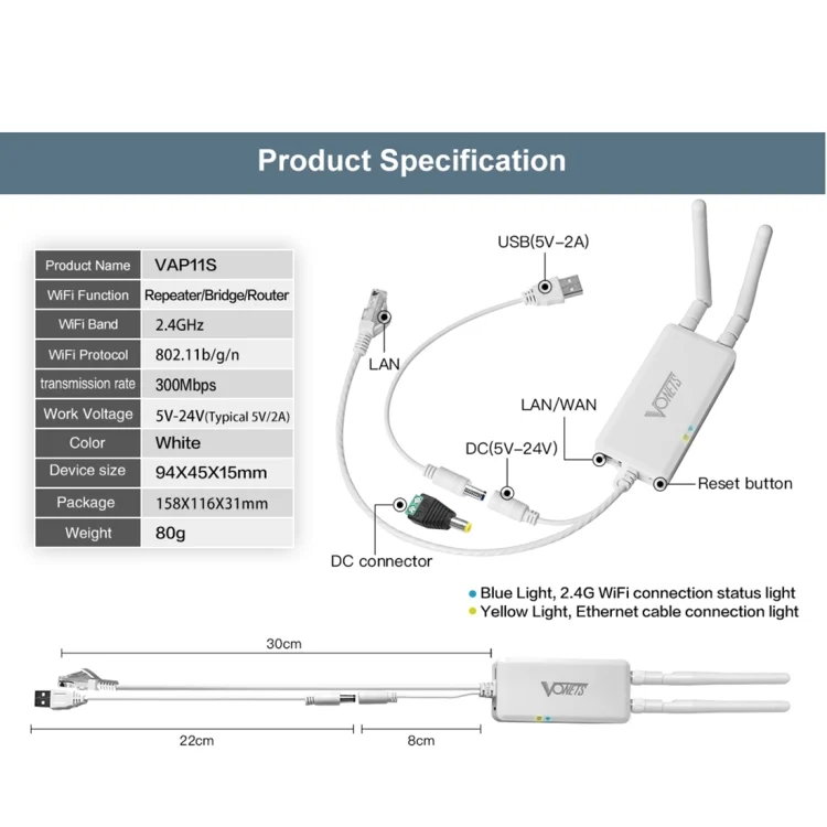 PC1015_11.webp VONETS VAP11S 2.4G Mini Wireless Bridge 300Mbps WiFi Repeater with 2 Antennas - Image 12