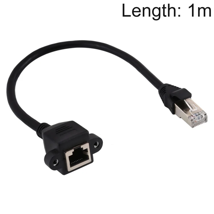 PC1028.webp RJ45 Female to Male CAT6E Network Panel Mount Screw Lock Extension Cable, Length: 1m - Image 1