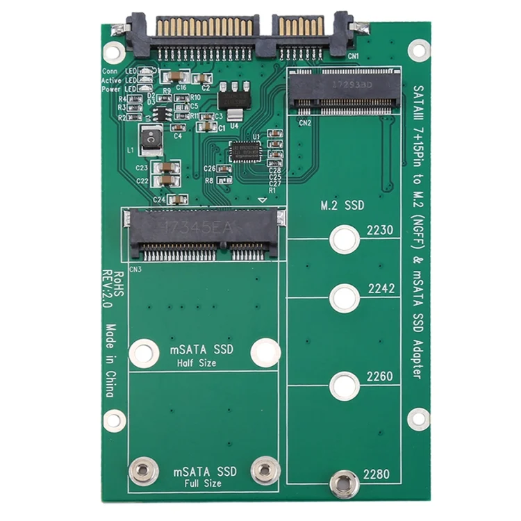 PC1118_1.webp M.2 NGFF & mSATA SSD to SATA III 7+15 Pin Adapter Converter - Image 2