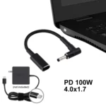 PD 100W 18.5-20V 4.0 x 1.35mm Elbow to USB-C / Type-C Adapter Nylon Braid Cable - Image 5