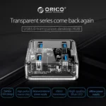 ORICO MH4U-30 USB 3.0 Transparent Desktop HUB with 30cm Micro USB Cable - Image 6