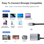4K UHD USB-C / Type-C to VGA + PD Data Sync Adapter Cable - Image 6