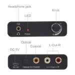 192KHz DAC Converter HD HIFI Optical to RCA+3.5mm Headphone 5.1 Channel Digital Audio Converter with Volume Control - Image 5