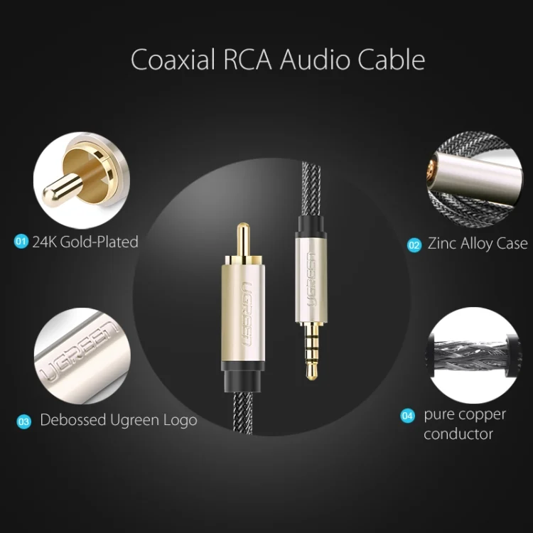 PC1418B_6.webp UGREEN 3.5mm to RCA Audio Cable Xiaomi Mi 1/2 TV Digital SPDIF Cable, Length: 2m - Image 7
