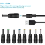 12 in 1 DC Power Cord USB Multi-Function Interchange Plug USB Charging Cable(Black) - Image 2