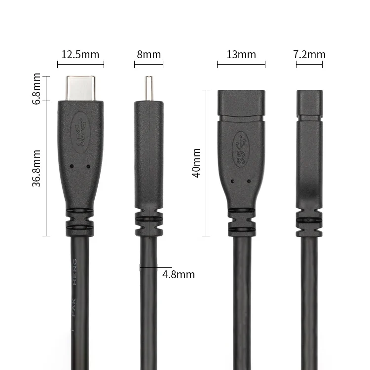 PC16618_4.webp USB 3.1 Type-C / USB-C Male to Type-C / USB-C Female Gen2 Adapter Cable, Length: 20cm - Image 5