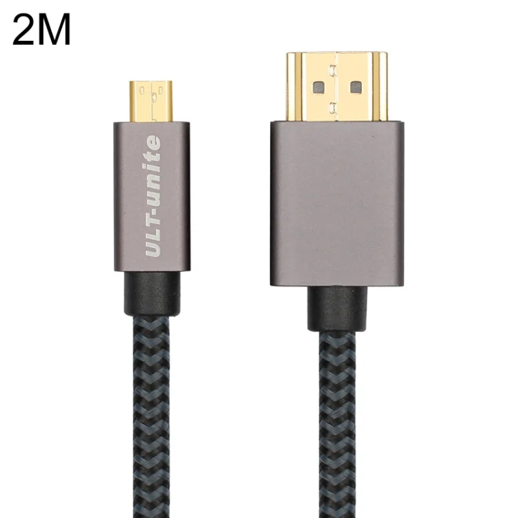 PC1699B.webp ULT-unite Gold-plated Head HDMI Male to Micro HDMI Male Nylon Braided Cable, Cable Length: 2m - Image 1