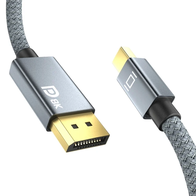 Mini DP Male to 8K DisplayPort 1.4 Male HD Braided Adapter Cable, Cable Length: 2m