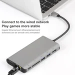 Onten 9591BD 8 in 1 USB-C / Type-C to PD USB-C / Type-C Charging + Gigabit Ethernet + Dual USB 3.0 + HDMI + VGA + SD Card Slot + 3.5mm AUX HUB - Image 7