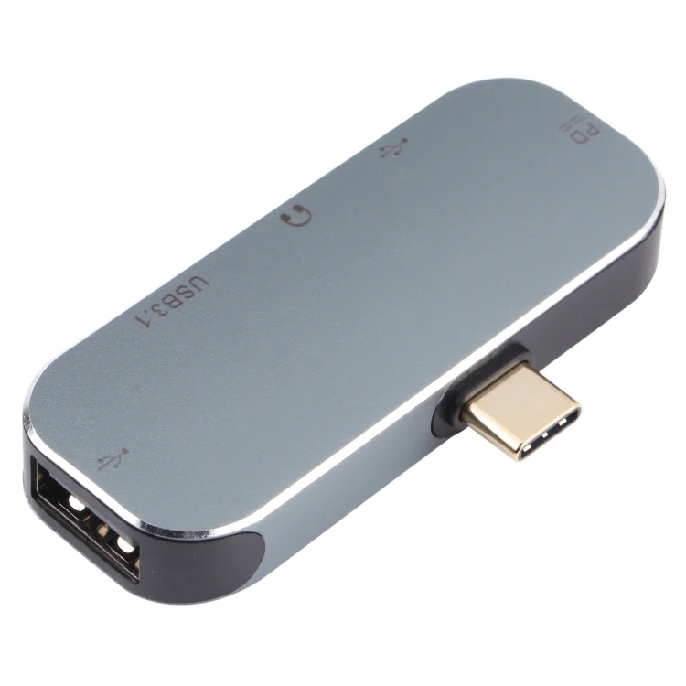 PC1928_1.webp 5 in 1 USB-C / Type-C Male to Dual USB-C / Type-C + 3.5mm AUX + USB 3.1 + USB Female Adapter - Image 2