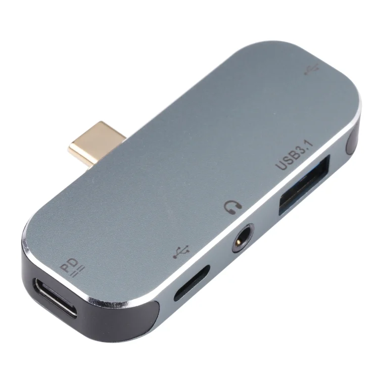 PC1928_2.webp 5 in 1 USB-C / Type-C Male to Dual USB-C / Type-C + 3.5mm AUX + USB 3.1 + USB Female Adapter - Image 3