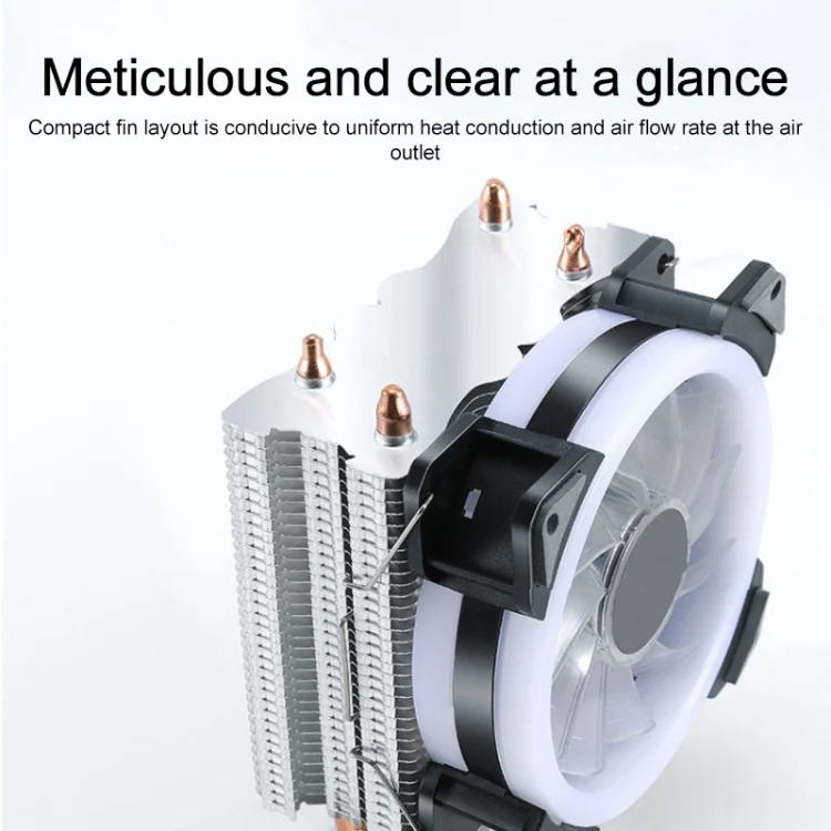 PC2113_3.webp W-X3 3 Pin 9cm Double Copper Pipe Mute LED CPU Cooler Fan - Image 4