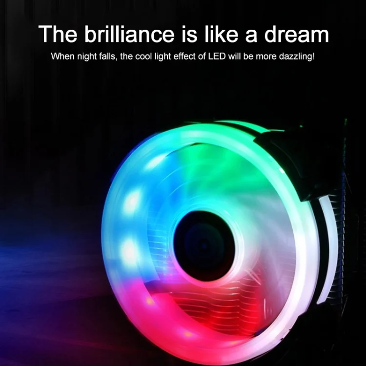 PC2113_4.webp W-X3 3 Pin 9cm Double Copper Pipe Mute LED CPU Cooler Fan - Image 5