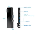 Rocketek SH869 100M RJ45 + HDMI + USB 3.0 x 2 + Type-C x 2 HUB Adapter - Image 2