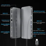 Rocketek HC451 Type-C to 60W PD + 4K HDMI + DP + 100M RJ45 14 in 1 HUB Adapter - Image 4