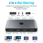 Rocketek HC405 USB2.0 KVM Switch Four In Four Out Sharing Converter - Image 5