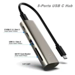 Rocketek HC463 USB3.1 Gen2  to Type-C 3.1 + USB 3.1 + SD / TF 6 in 1 HUB Adapter - Image 3