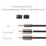 3m Gold Plated 3.5mm Jack to 2 x RCA Male Stereo Audio Cable - Image 4