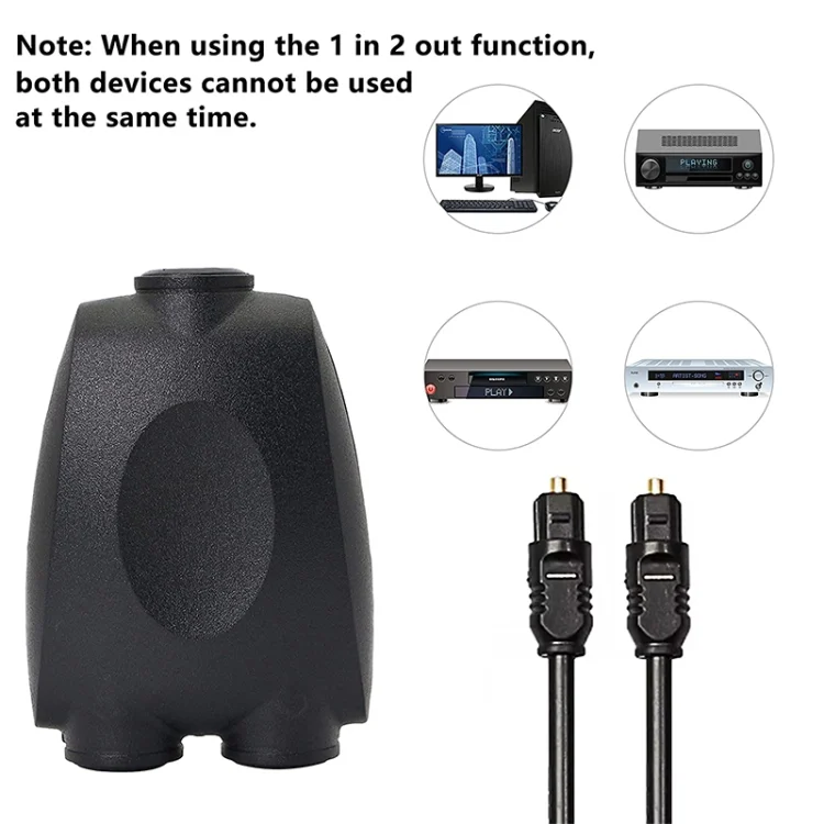 PC2538B_2.webp QHG03 Spdif Square Opening 1 In 2 Out Switch/Splitter with IR Remote - Image 3