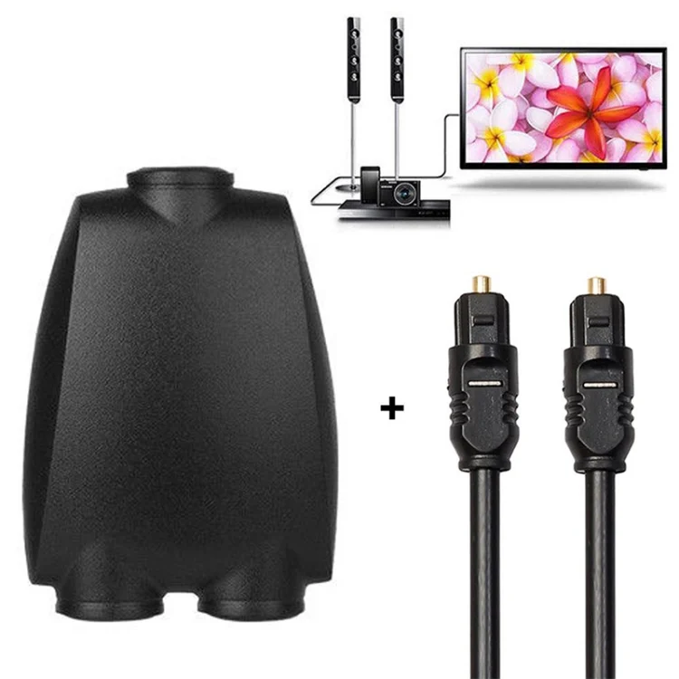 PC2538B_3.webp QHG03 Spdif Square Opening 1 In 2 Out Switch/Splitter with IR Remote - Image 4
