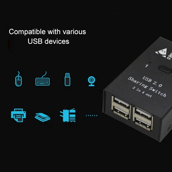 PC2560_9.webp DY-B046 2 In 4 Out USB 2.0 Sharing Switch USB Flash Printer Adapter - Image 10
