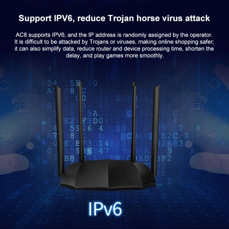 PC2575_6.webp Tenda AC8 AC1200 2.4 / 5GHz Dual-Band Gigabit Port Wireless Router - Image 7