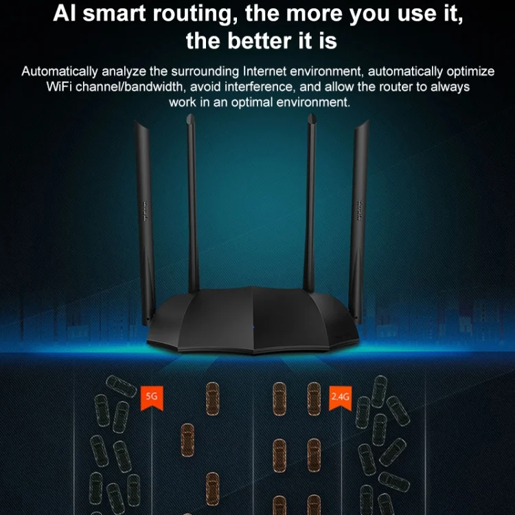 PC2575_7.webp Tenda AC8 AC1200 2.4 / 5GHz Dual-Band Gigabit Port Wireless Router - Image 8