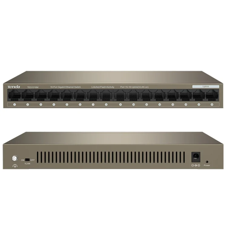PC2599_2.webp Tenda TEG1016M Desktop Metal 16-Port Gigabit Ethernet Switch Fast Establish High-Speed Network - Image 3