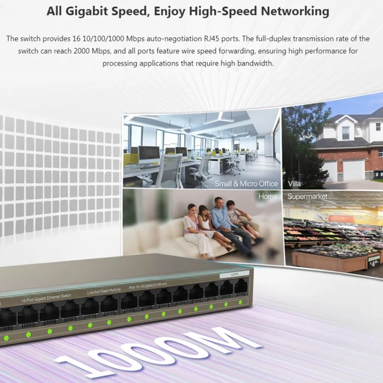 PC2599_4.webp Tenda TEG1016M Desktop Metal 16-Port Gigabit Ethernet Switch Fast Establish High-Speed Network - Image 5