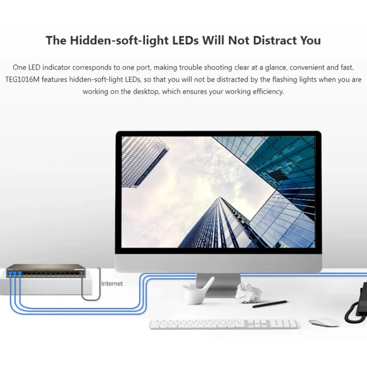 PC2599_9.webp Tenda TEG1016M Desktop Metal 16-Port Gigabit Ethernet Switch Fast Establish High-Speed Network - Image 10