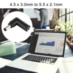 10 PCS 4.5 x 3.0mm Female to 5.5 x 2.1mm Male Plug Elbow Adapter Connector - Image 5