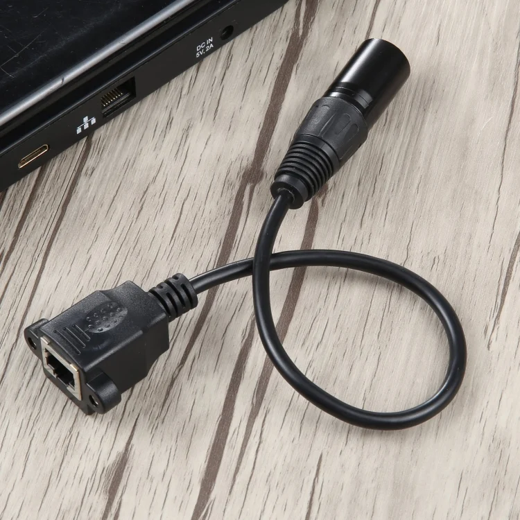 PC2876B_5.webp 3-pin XLR Male to RJ45 Female Ethernet LAN Network Extension Cable, Cable Length: 30cm - Image 6