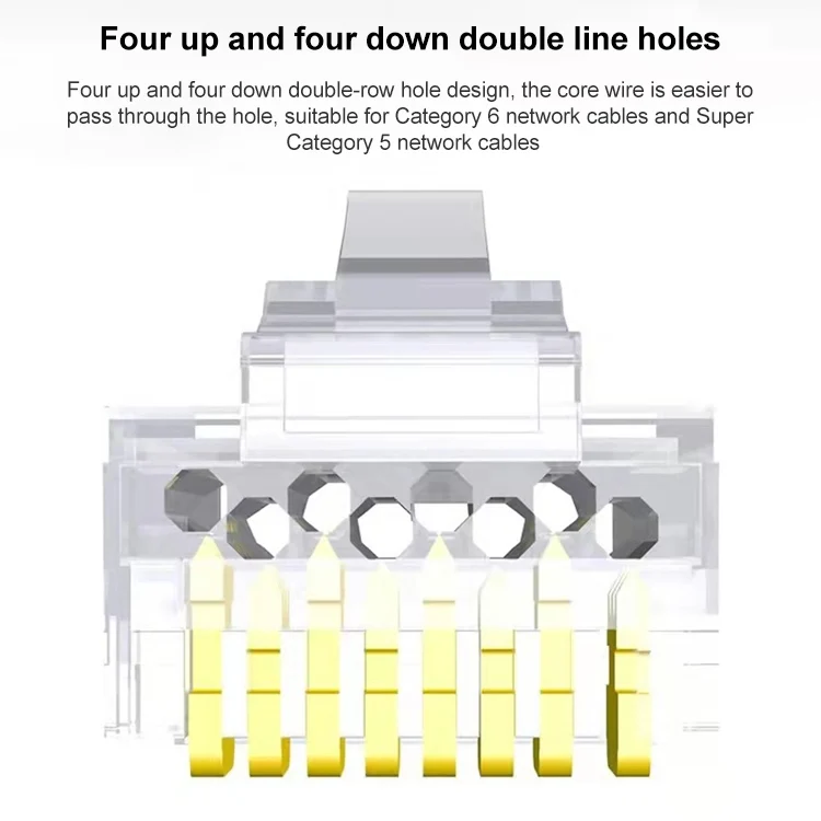 PC2898_6.webp 100pcs /Pack Cat6e Unshielded Pass Through RJ45 Connector Modular Plug - Image 7