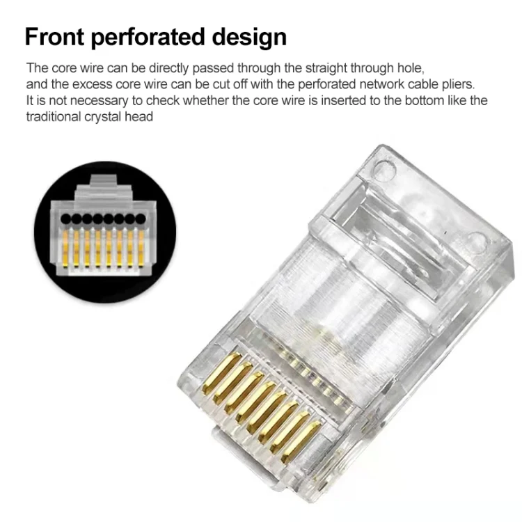 PC2899_1.webp 100pcs Cat5e Shielded Pass Through RJ45 Connector Modular Plug - Image 2