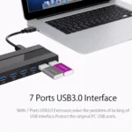 ORICO H727RK-U3 ABS High Speed 7 Ports USB 3.0 HUB with 12V Power Adapter for Laptops / Smartphones - Image 10
