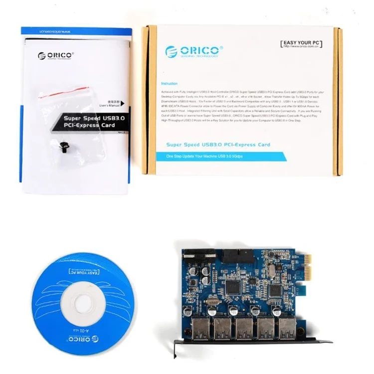 PC3022B_7.webp ORICO PVU3-5O2I USB3.0 * 5 + 20Pin Slot * 1 PCI Express Card for Desktop, 5Gbps Superspeed Data Transmission - Image 8
