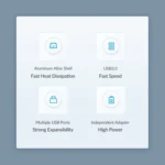 ORICO M3U4 Aluminum Alloy 4-Port USB 3.2 Gen1 5Gbps HUB - Image 4