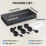KC-KVM212DH 4K 60HZ USB3.0 DP Dual Display KVM Switcher with MST Dual Screen Extension Replication - Image 8